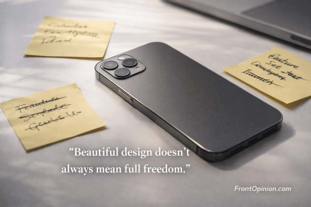 Premium iPhone design representing polished experience with hidden limitations