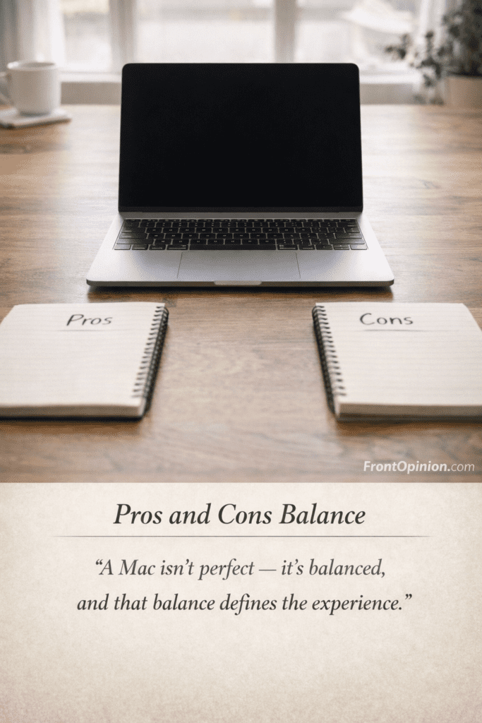 First time using a Mac pros and cons visual balance on workspace
