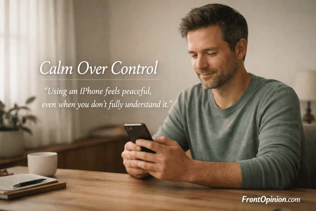 iPhone for beginners experience showing calm and stress-free daily phone usage