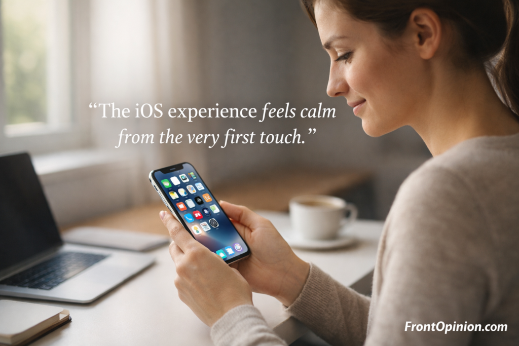 First impression of iOS experience showing smooth and premium Apple interface