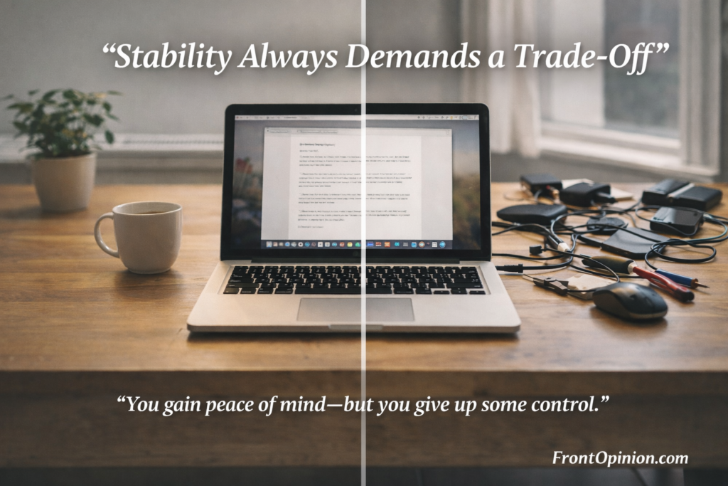 Pros and cons of long-term laptop ownership stability versus flexibility